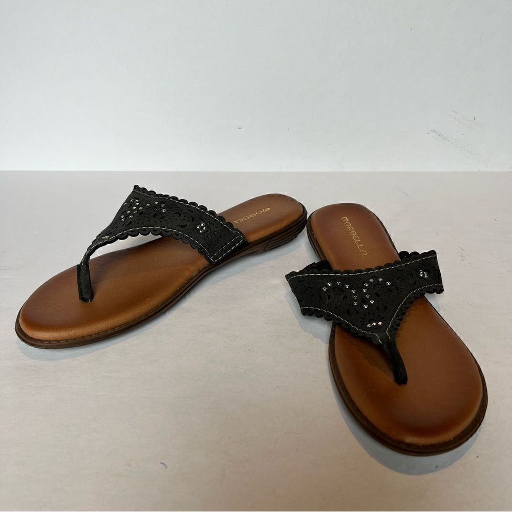 Marbella Women's Sandals Flip Flop Dark Gray with Silver studs Size 9M